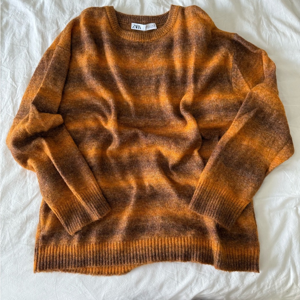 Zara Warm Brown and Orange Knit Sweater
